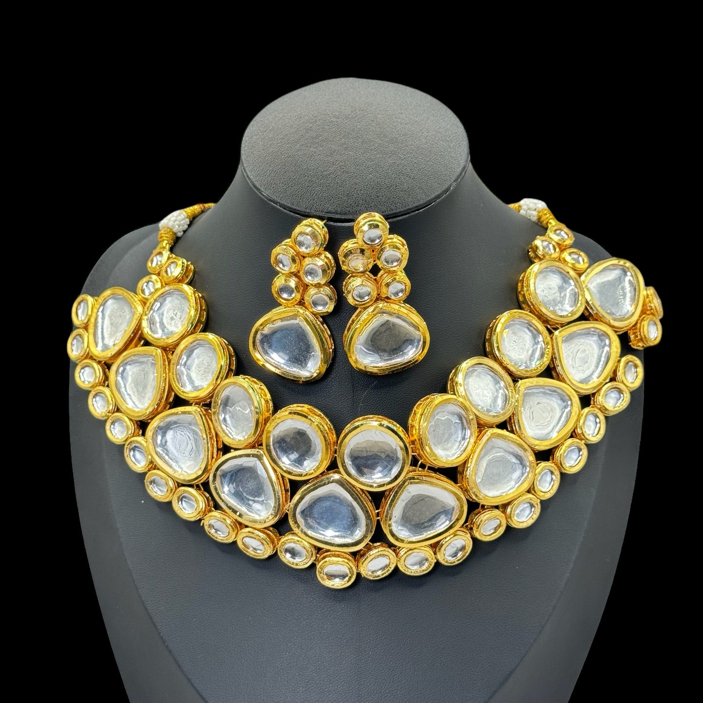 Zar Kundan Golden Broad Necklace"