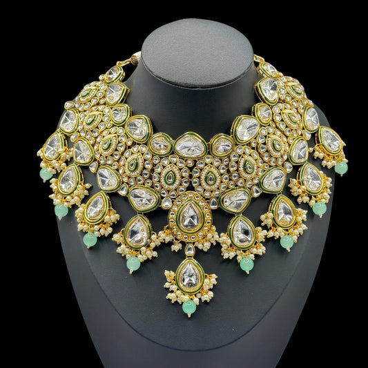 Pastel Green Polki Kundan: Tyaani Designer Set"